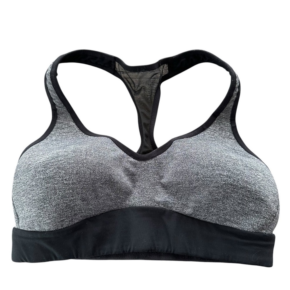 Lululemon Size 4 Gray Black Speed Up Racerback‎ Sports Bra Running Activewear